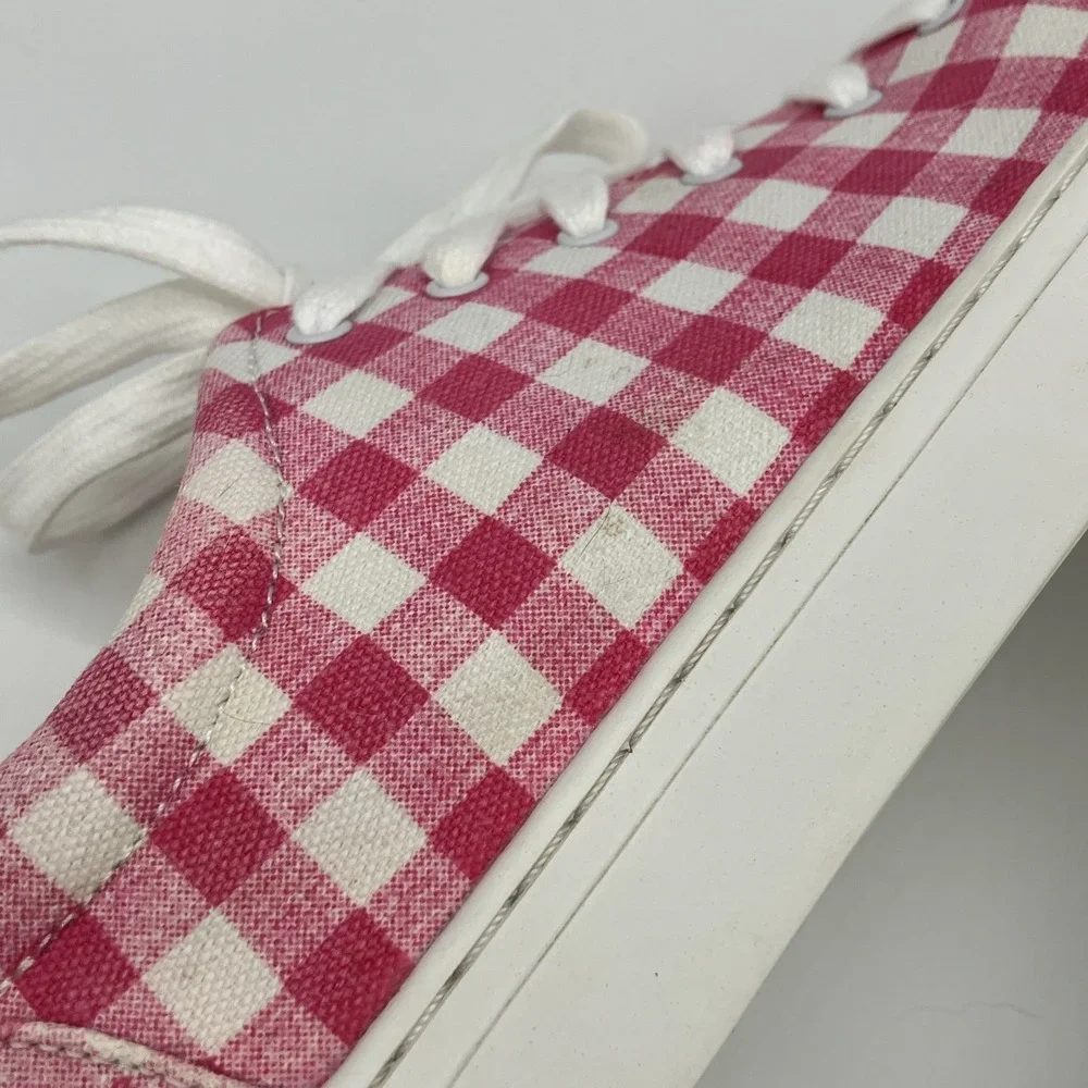 J.CREW Women's Sneakers‎ Gingham Pink & White Check Plaid Size 11 Preppy Coastal